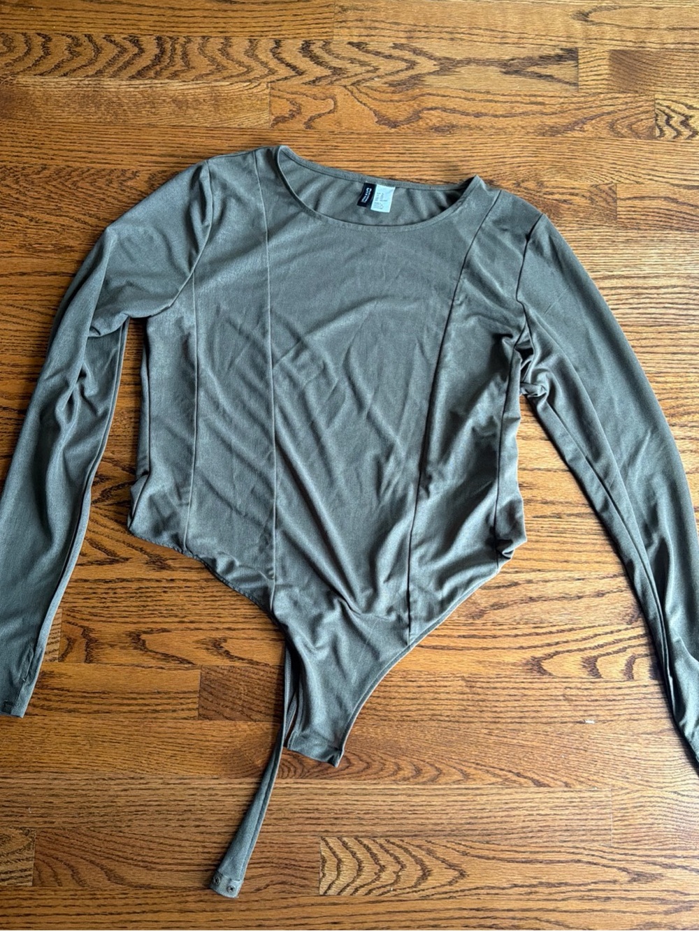 Divided Olive Long Sleeve Scoop Neck Bodysuit